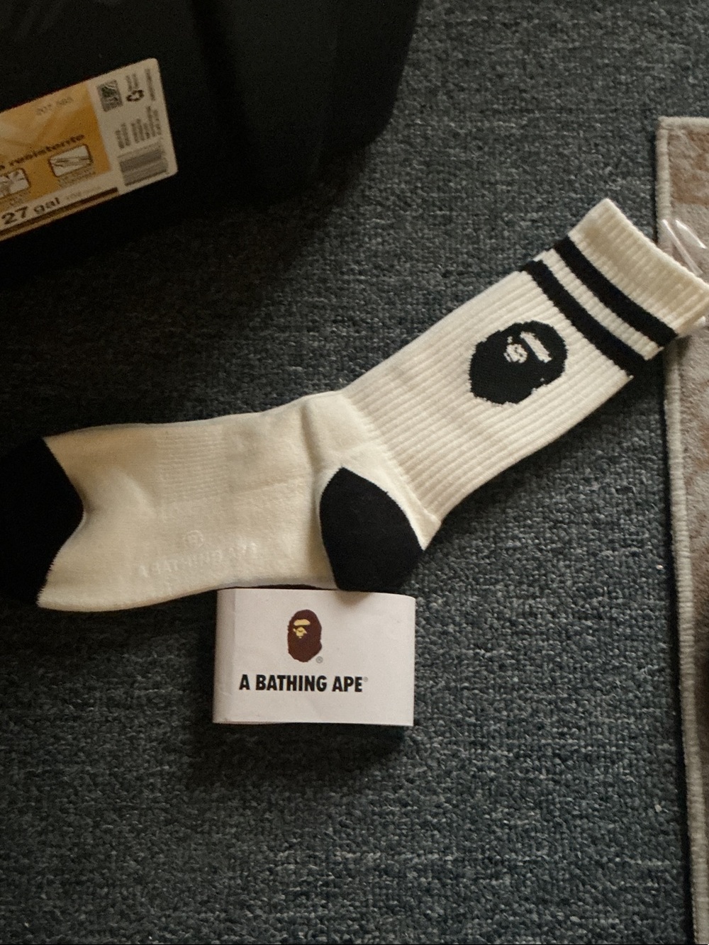 Men’s Cream & Black Logo Crew Socks